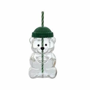 2026 New Glass Bear Cold Cup With Straw 20oz Mug Jar Coffee Cup